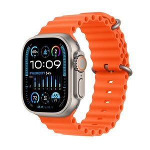 Apple Smartwatch with Vibrant Orange Strap